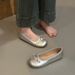 Gentle Ballet Ladyshoes Flat Shoes French Candy Soft Sole Silver New Chinese Red Single Shoes Autumn Small Fragrant Wind Women's Shoes_vogvips.com