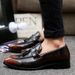 2025 New Spring And Autumn British Style Men's Shoes Tassel Patent Leather Loafers Fashion Trend Korean Version Slip-On_vogvips.com