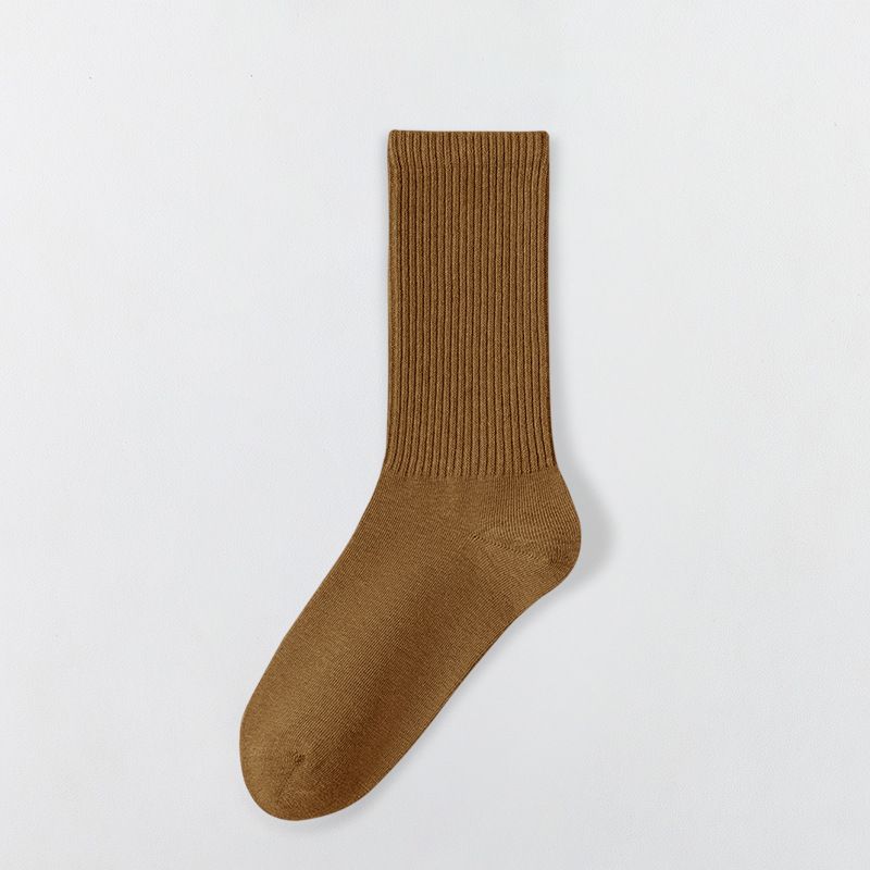 Women's Socks Pure Cotton Spring And Autumn Middle Tube Socks Pure Cotton Antibacterial Deodorant Anti Pilling Pure Cotton Solid Color Women's Socks_vogvips.com