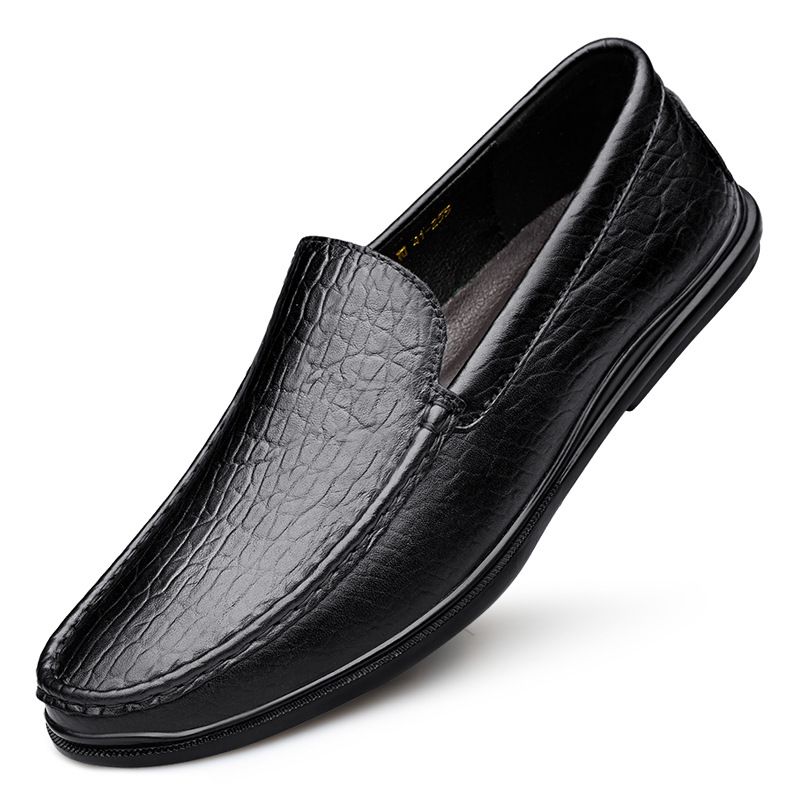 Embossed Snake Scale Pattern Beanie Shoes Men's Lazy Feet Men's Shallow Mouth Casual Men's Shoes Single Shoes_vogvips.com