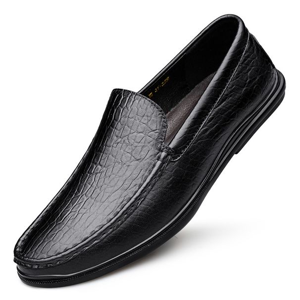 Embossed Snake Scale Pattern Beanie Shoes Men's Lazy Feet Men's Shallow Mouth Casual Men's Shoes Single Shoes_vogvips.com