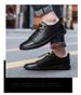 Shallow Mouth Round Head Irst Layer Cowhide Men's Board Shoes Ront Lace-up Lat Heel Casual Men's Shoes Small White Shoes_vogvips.com