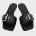 Summer Women's Black Buckle Wide Strap Flat Sandals Square Toe Casual Slippers Comfortable Shoes_vogvips.com