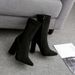 Women's Shoes Nightclub, Thick Heeled High Heeled Boots, Women's Pointed Boots, Size 42_vogvips.com