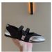 Flat Women Square Toe 2025 New Spring Shallow Mouth Mary Jane Ballet Elastic Band Silver Soft Sole Single Shoes_vogvips.com