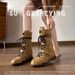 Women Boxing Boots Cowhide Version~5Cm Height-Increasing Thick-Soled Boxing For Women Upgraded Version Duck Hunting Belt Buckle Design_vogvips.com