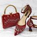 Women's High-Heel Sandals And Handbag Set Gold European And American Style Women's Pointed High Heels, Catwalk Shoes, Square Handbag, Full Diamond 3D_vogvips.com