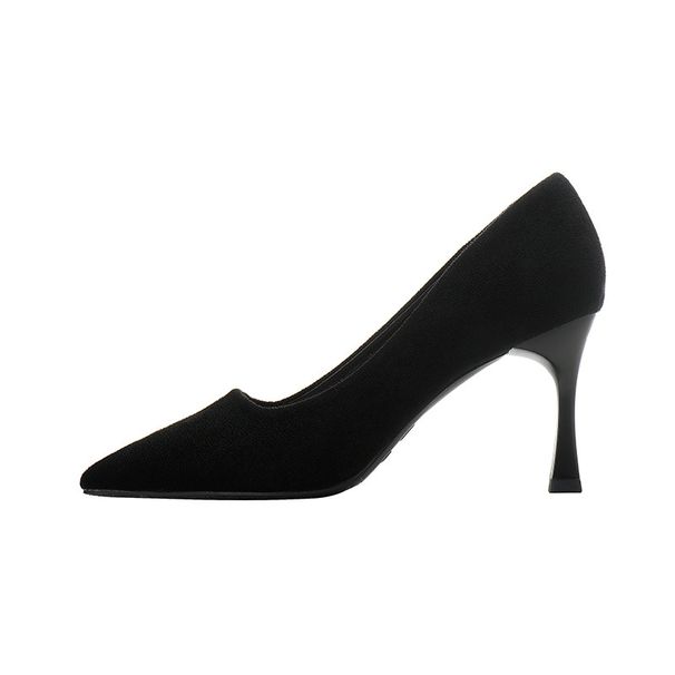MTX Student Etiquette High Heels 2025 Spring New Mid-Heel Black Suede Professional Work Shoes For Women_vogvips.com