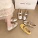 Retro Silver French Flat Bottom Light Mouth Single Shoes Women's Spring Flat Bottom With Skirt Mary Jane Shoes_vogvips.com