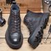 European Warm Series Martin Autumn New High-top Men's Mid-top Short High Street British Style Workwear Black Boots For Men_vogvips.com