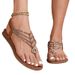 Women's Sandals Bohemia Style Bead String Summer Sandals Women 2025 Low Heels Flat Sandals Shoes Woman Soft Summer Footwear New_vogvips.com