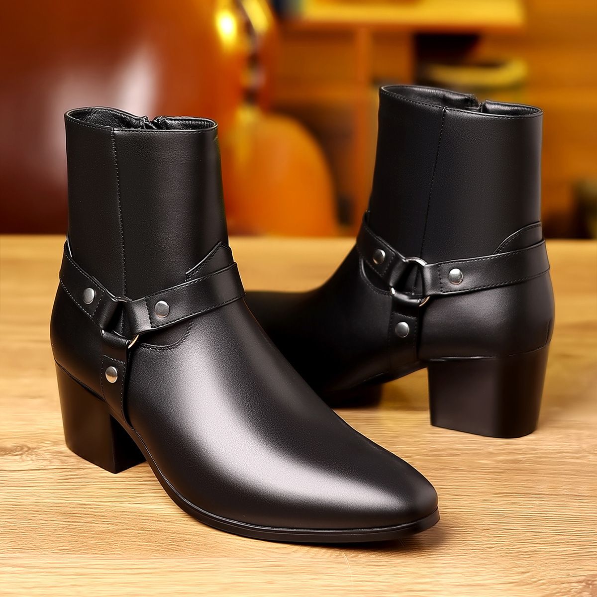 European Warm Series Mid-Calf New Side Zipper Motorcycle Boots Trendy Fashion British Style Pointed Toe Casual Men's Shoes_vogvips.com