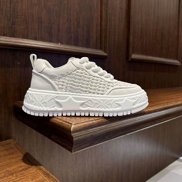 Trendy 2025 Summer New Model Hollow Breathable Soft-soled Comfortable Sneakers Men's Thick-soled Height-increasing_vogvips.com