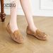 OZZEG Genuine Leather Spring Shallow Mouth Tassel Maternity Single Flat Bottomed Women's Boat Shoes 2FC07_vogvips.com