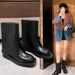 Women's Shoes Star Style Genuine Leather Flat Boots, Martin Boots, Trouser Leg Mid Tube Boots For Women, Slim Leg Knight Boots, One Step Fashion Short_vogvips.com
