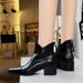 578-9 European American Style Retro Hand-Grab Pattern Women's Thick Mid Heel Pointed Toe Hollow Slimming Riding And_vogvips.com