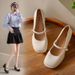 French Gentle Evening Breeze Mary Jane High Heels Women's Thick Heel Spring And Autumn With Skirt Small Leather Shoes_vogvips.com