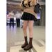 Round Toe Pleated Chunky Waterproof Platform Thick Sole Mid Heel Ankle Slimming Elastic Slouchy Mid-Calf Boots_vogvips.com