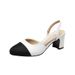 MTX Soft Leather Color Block Sandals Flat Thick Highs French Style 2025 New Shallow Mouth Single Shoes Women Spring Mid_vogvips.com