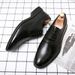 New Black And White Color-block Carved Brick Men's Shoes For Men's Business Leather British Derby Shoes Pointed Toe Banquet Wedding Leather Shoes_vogvips.com
