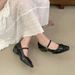 Cameido Women's French Square Toe Mary Jane Flats With Bow Strappy Fairy Style Spring Shoes_vogvips.com