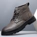 European Warm Series Work 2025 New Autumn Winter Thick Sole Warm Leather With Cotton British Style Men's Martin Boots Trendy_vogvips.com