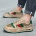 Men's Khaki Platform Lace Up Casual Couple Style Retro Versatile Street Trend Shoes Ultra Light Slim Leather Rubber Sole_vogvips.com