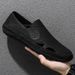 Men's Summer Loafers Breathable Hollow Slip-On Soft Sole Lightweight Driving Shoes Large Size Men's Leather Shoes_vogvips.com