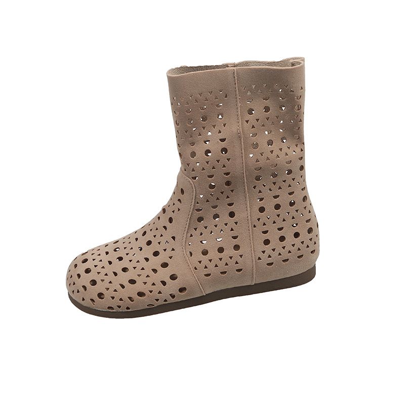 Lunfeng 2025 Summer New Hollow Breathable Flat Hole Sandals Short Boots_vogvips.com