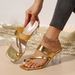 Women's Shoes Large Size Hollow High Heel Sandals For Women Summer New Fashion Toe Thick Heel Crystal Heel SandalsGolden Shoes_vogvips.com