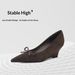 Cameido Women's Vintage Pointed Toe Mary Jane Shoes Suede Leather Bow Heel Spring_vogvips.com