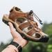Summer Large-Dock Layered Cowhide Casual Shoes Breathable, Non-Slip, Quick-Dry Outdoor Beach Sandals For Men_vogvips.com
