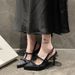 2025 Spring And Autumn New Pointed Toe Solid Color Satin Shallow Mouth Strap Open Back Rhinestone High Heels Women's_vogvips.com