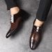 Men's Classic Business Casual Leather Shoes - Pointed Toe Low-Cut Oxfords With Rubber Sole For Office & Wedding Lace Up British Style Wedding Shoes_vogvips.com