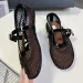 Top Luxury Mesh Ballet Flats Ballerina Mary Jane Shoe Cut Outs Pearl Button Buckle Strap Dress Real Leather Round Toe_vogvips.com