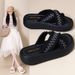 Women's Summer European-style Luxury Woven Sandals, Casual And Versatile, With Thick And Soft Soles And Platform Heels._vogvips.com