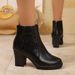 Women's British Style High Heeled Fashion Boots plus Size Autumn Chunky Heel Back Zipper Martin Boots European American Style_vogvips.com