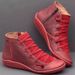 Wish Cross-Border Autumn Winter New Foreign Trade Martin For Women, Large Size Casual Flat Short Boots, Lace-Up Solid_vogvips.com