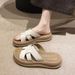 Slip-On For Skirts, Non-Slip Beach Sandals, Women's Summer Outdoor Wear 2025 New Thick-Soled Silver Sandals_vogvips.com