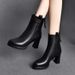 ShoeVault 2024 Autumn Winter New British Retro Back Zipper Chunky Heel Martin Slim Women's Short Boots_vogvips.com