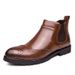 Euro Step Large Size Brogue Carved Trendy British Korean Style Winter Shoes High-top Leather Boots Men's Business_vogvips.com