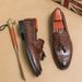 Plus Size Loafers Tasseled Loafers Leather Shoes Men's One Foot Stirrups_vogvips.com