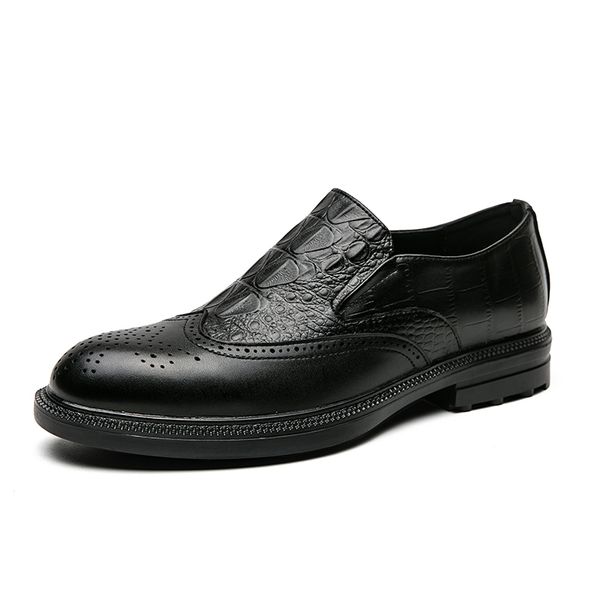 New Fashion Men's British Black Business Casual Loafer Shoes Daily Driving Office Leather Shoes One Foot Pedal Lazy Brown Banquet Dress Wedding Men's_vogvips.com