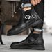 European Warm Series Men's Leather Top Layer Cowhide Mid-Cut British Style Motorcycle Work Height Increasing High Tube Martin Boots_vogvips.com