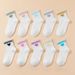 10 Pairs Kids Socks Heart Pattern Bar White Basic Sports Versatile Children's Footwear,girls' School Socks_vogvips.com