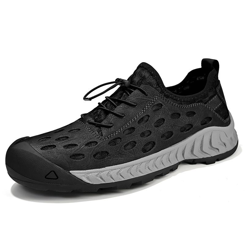 Men's Summer Breathable Mesh Clogs, Slip-On Hollow Soft Sole Closed-Toe Non-Slip Casual Shoes_vogvips.com