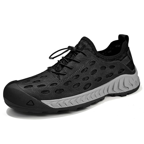 Men's Summer Breathable Mesh Clogs, Slip-On Hollow Soft Sole Closed-Toe Non-Slip Casual Shoes_vogvips.com