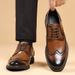 (Real Soft Sole) High-end Brogue Carved Business British Formal Leather Shoes, Men's Large Size Derby Shoes_vogvips.com