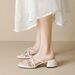 Weiwei Girl 367-2 Fairy Style Sandals Women With Bowknot High Chunky Heels Rhinestone Slippers For Summer Outdoor Wear_vogvips.com
