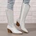 Elegant Rhinestone-Embellished Women's Knee-High Boots – PU Leather, Side Zipper, Chunky Heel, Wide Sizes (US 5-11)_vogvips.com